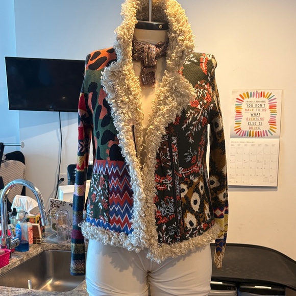Desigual Jackets & Blazers - Desigual Multicolor Teddy Jacket with Faux Fur